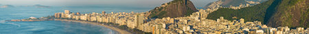 Aerial view of Rio de Janeiro, Copacabana beach. Views. Skyscrapers beaches and nature. Sidewalks and streets. Urban center of the city. Brazilの写真素材