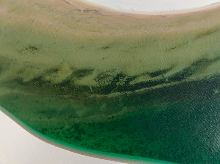Aerial view of Lencois Maranhenses. White sand dunes with pools of fresh and transparent water. Desert. Barreirinhas. Maranhao State National Park. Brazilの写真素材