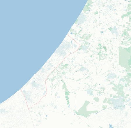 Map of Gaza strip, Israel, map and borders, reliefs and lakes. Streets and buildings.の写真素材
