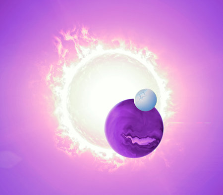 Exomoon or extrasolar moon is a natural satellite that orbits an exoplanet or other non-stellar extrasolar body. 3d renderingの写真素材