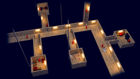 Underground tunnels to escape and hide, also used for the transport of goods and used to hold prisoners. Military operations. 3d renderingの写真素材