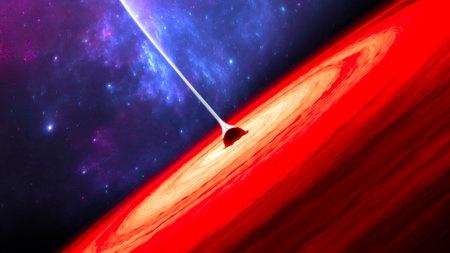 A black hole is a region of spacetime exhibiting such strong gravitational effects that nothing can escape from inside itの写真素材