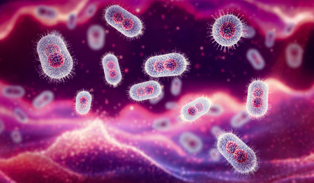 Microscope view of monkeypox, it is a disease caused by infection with a virus. People with mpox often get a rash, along with other symptoms. 3d renderingの写真素材