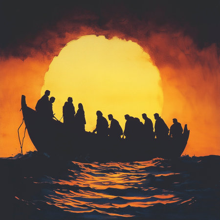 Refugees on a big rubber boat in the middle of the sea that require help. Migrants crossing the seaの素材