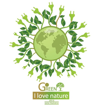 Plug  Go green  Save world  vector illustration のイラスト素材