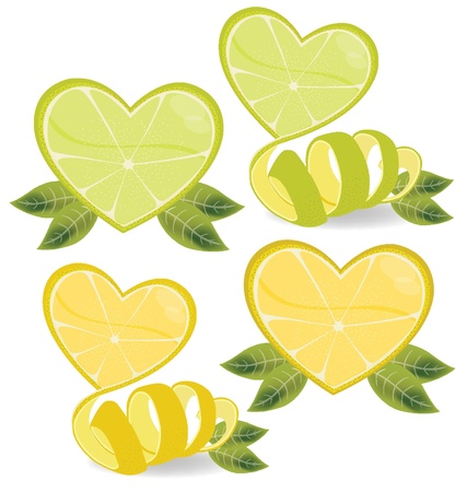 Shape of heart  love lemons vector illustration のイラスト素材