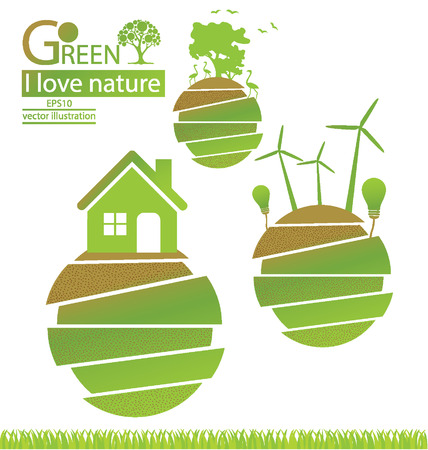 Go green  Save world  vector illustration のイラスト素材