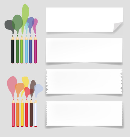 colored pencils, paper vector illustration のイラスト素材