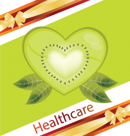 Shape of heart, Kiwi vector illustrationのイラスト素材