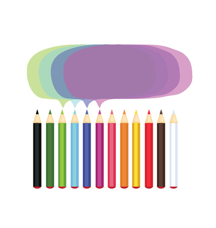 colored pencils and bubbles vector illustration のイラスト素材