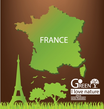 France map, Save world, Green concept vector illustrationのイラスト素材