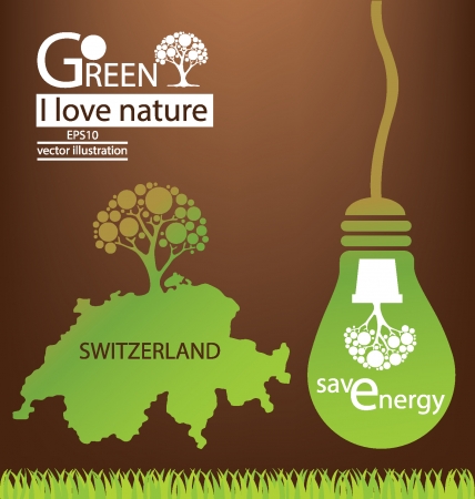 Switzerland map, Save world, Green concept vector illustrationのイラスト素材