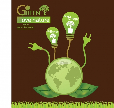 Green concepts save energy, tree vector illustrationのイラスト素材