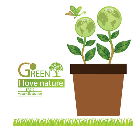 Go green, Save world vector illustrationのイラスト素材