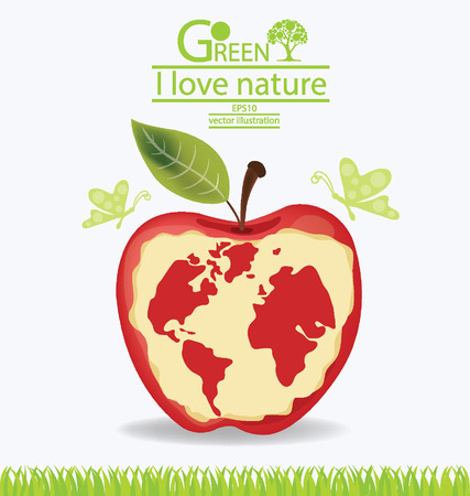 Go green, apple earth vector illustrationのイラスト素材