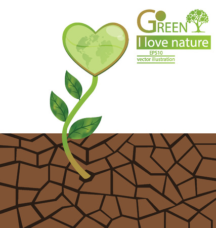 Cracked clay, Tree design, Green concepts, save world vector illustrationのイラスト素材