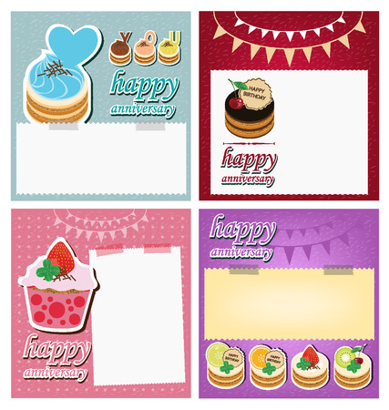 Card, Template design and Cake illustrationのイラスト素材
