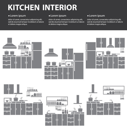kitchen interior vector illustrationのイラスト素材