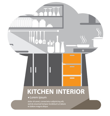 kitchen interior vector illustrationのイラスト素材