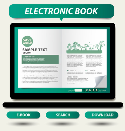 E-book display on laptop vectorのイラスト素材
