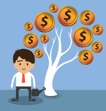 Businessman watering a money treeのイラスト素材