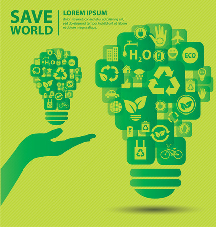 Go green concept  Save world vector Illustration のイラスト素材