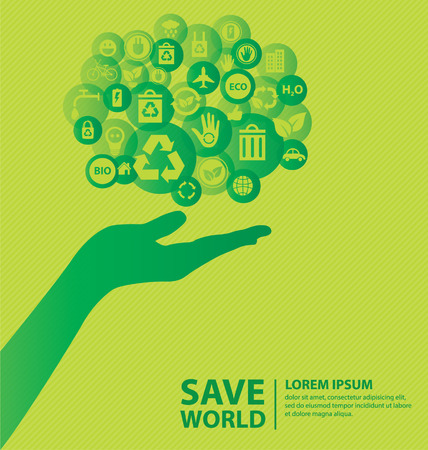 Go green concept  Save world vector Illustration のイラスト素材
