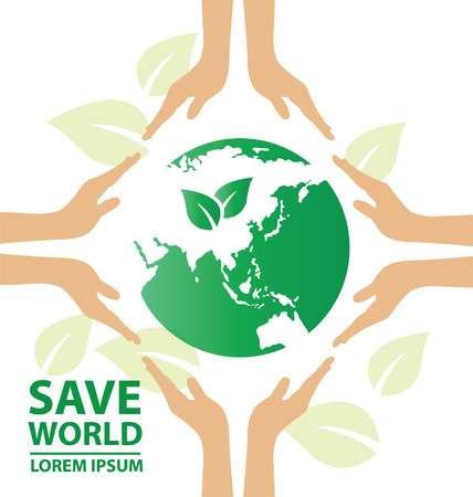 Go green concept. Save world Illustration.のイラスト素材