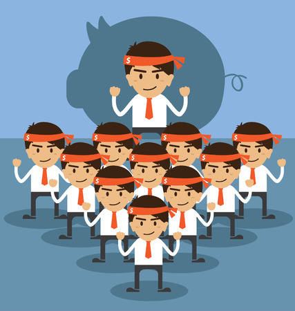 A group of business people saving money in a piggy bankのイラスト素材