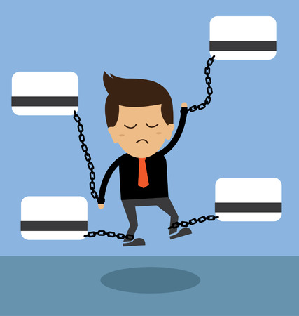 Business man burden with credit cardのイラスト素材