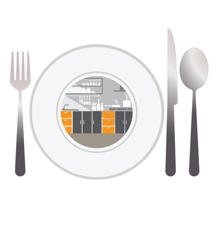 kitchen interior vector illustrationのイラスト素材