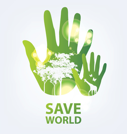 Go green concept. Save world vector Illustration.のイラスト素材