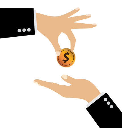 Hand holding money coin. Financial and business concept. vector illustration.のイラスト素材