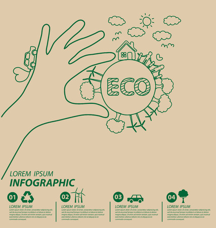Creative drawing ecology concept. vector illustration.のイラスト素材