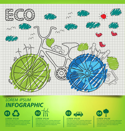 Creative drawing ecology concept. vector illustration.のイラスト素材