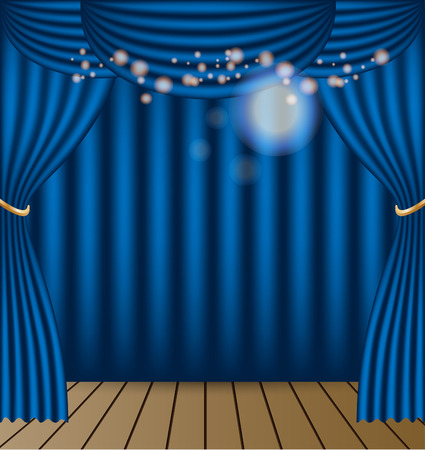 blue curtains vector backgroundのイラスト素材