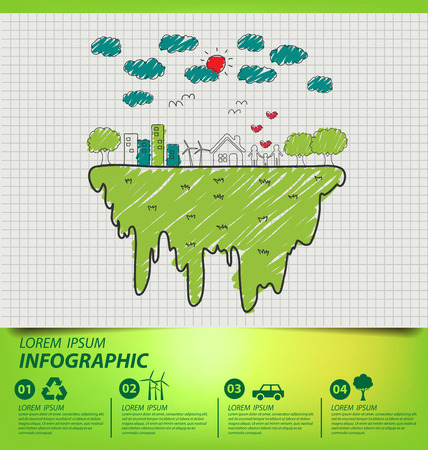 Creative drawing ecology concept. Vector illustration.のイラスト素材