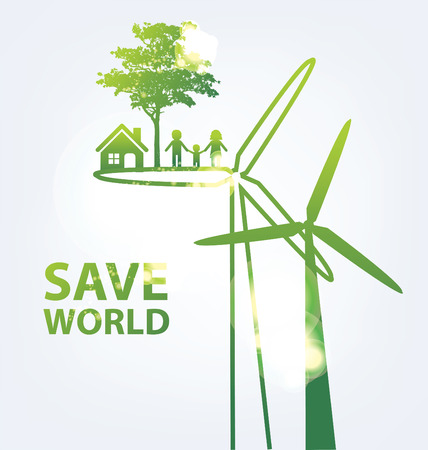 Go green concept. Save world vector Illustration.のイラスト素材