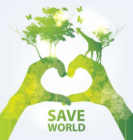 Go green concept. Save world vector Illustration.のイラスト素材