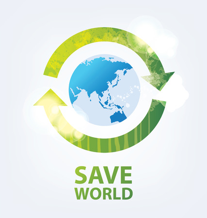 Go green concept. Save world vector Illustration.のイラスト素材