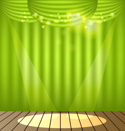 Green curtains vector backgroundのイラスト素材