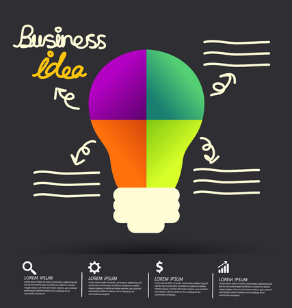Light bulb with idea concept. Business infographic vector illustration.のイラスト素材