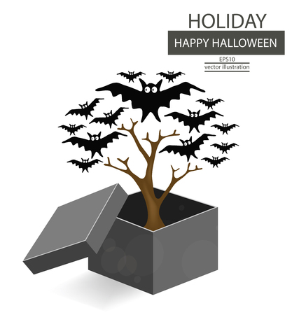 Halloween. Tree design and gift box vector illustration.のイラスト素材