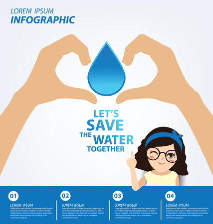 Save water concept. Infographic template. Vector illustration.のイラスト素材
