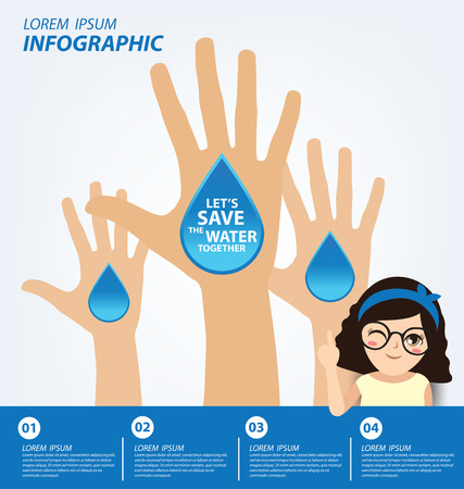 Save water concept. Infographic template. Vector illustration.のイラスト素材