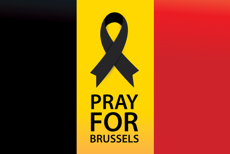 Pray for Brussels. Terrorist attack in Brussels. Mourning. Vector illustration.のイラスト素材