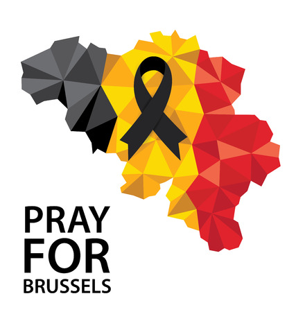 Pray for Brussels. Terrorist attack in Brussels. Mourning. Vector illustration.のイラスト素材