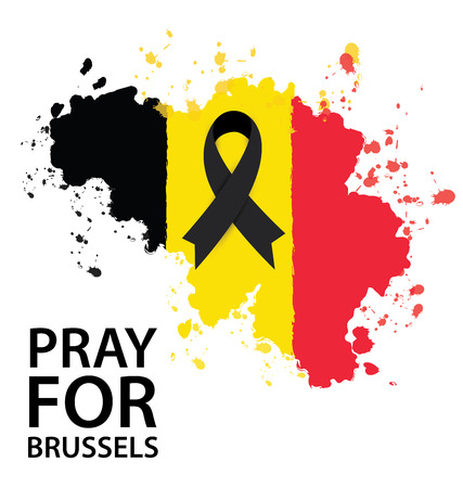 Pray for Brussels. Terrorist attack in Brussels. Mourning. Vector illustration.のイラスト素材