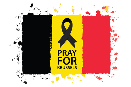 Pray for Brussels. Terrorist attack in Brussels. Mourning. Vector illustration.のイラスト素材