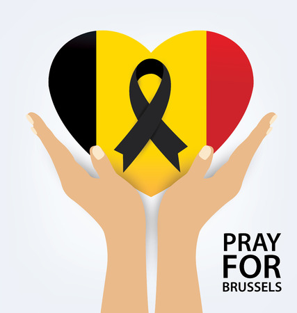 Pray for Brussels. Terrorist attack in Brussels. Mourning. Vector illustration.のイラスト素材
